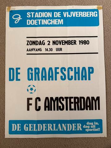Voetbal Affiche De Graafschap FC Amsterdam 02-11-1980  Uniek beschikbaar voor biedingen