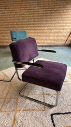 2x zitstoel fauteuil buisframe blauw paars ribstof, Huis en Inrichting, Fauteuils, Ophalen, Gebruikt, 75 tot 100 cm, Stof