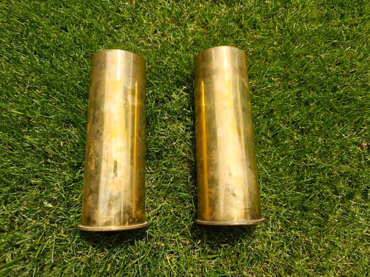 Duitse 7,7cm Feldkanone opeenvolgende lot nummers hulzen wo1, Verzamelen, Militaria | Algemeen, Landmacht, Hulzen of Bodemvondsten