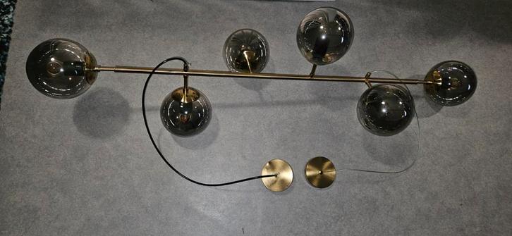 Moderne Hanglamp met Glazen Bollen Inclusief Led Filament, Huis en Inrichting, Lampen | Hanglampen, Zo goed als nieuw, Minder dan 50 cm