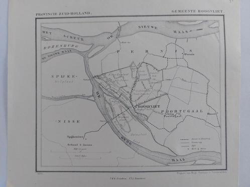 75 / Hoogvliet Poortugaal Pernis Spijkernisse Litho uit 1866, Antiek en Kunst, Kunst | Litho's en Zeefdrukken, Ophalen of Verzenden