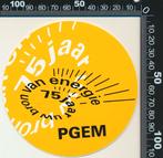 Sticker: PGEM - 75 Jaar uw bron van energie, Ophalen of Verzenden, Zo goed als nieuw, Bedrijf of Vereniging