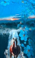 Paarden tricot paneel deel voor en achterkant, Hobby en Vrije tijd, Stoffen en Lappen, 120 cm of meer, Nieuw, Ophalen of Verzenden