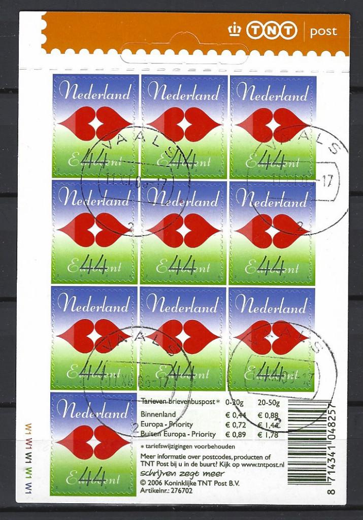 NVPH Nederland V 2483 geb 2006 Liefde : Hangmapje 10% CW, Ophalen of Verzenden, Na 1940, Gestempeld