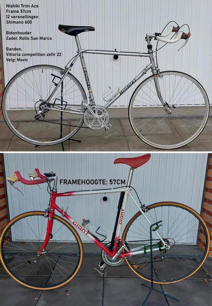 Vintage Racefietsen: Nishiki & Giant - Frame 57cm, Fietsen en Brommers, Fietsen | Racefietsen, Gebruikt, Heren, Overige merken