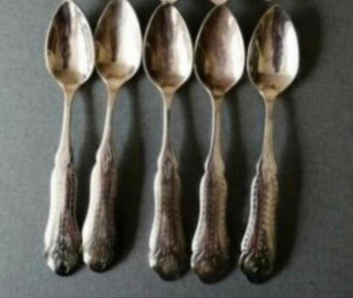 5 Sola theelepeltjes. Sinttip/Kersttip, Verzamelen, Porselein, Kristal en Bestek, Zo goed als nieuw, Bestek, Metaal, Verzilverd