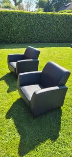 GRATIS AFHALEN 2 zwarte leren fauteuils, Huis en Inrichting, Ophalen, Gebruikt, Minder dan 75 cm, Leer