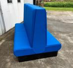 bank wachtbank horecabank treinbank nette staat 240 cm, Ophalen, Hout, Blauw, Zo goed als nieuw