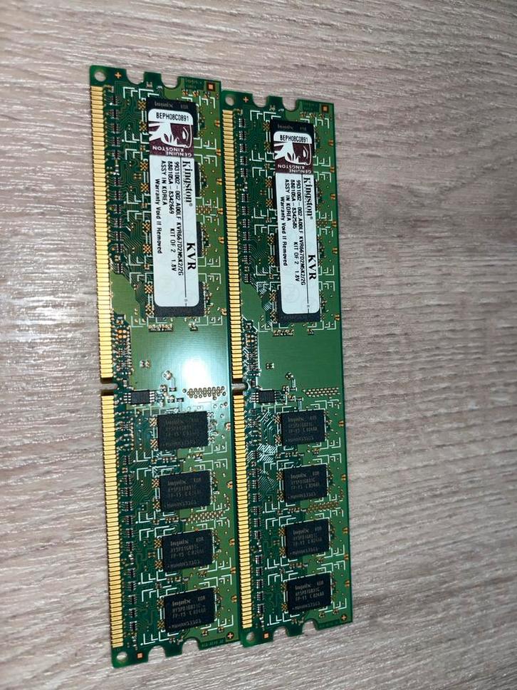 Kingston 4GB (2x2GB) DDR2 667MHz geheugen kit, Computers en Software, RAM geheugen, Gebruikt, Desktop, 2 GB, DDR2, Ophalen of Verzenden