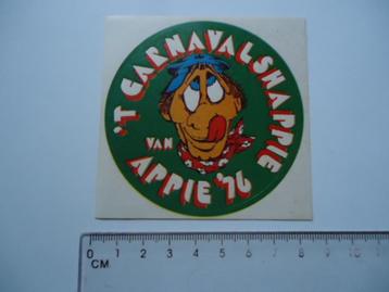 sticker oud Carnaval APPIE 1976 happie strip vintage retro beschikbaar voor biedingen