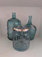 Blauwe glazen vazen set, Ophalen, Blauw, Minder dan 50 cm, Glas