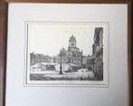 Ets Anna Doedijns - stadsgezicht Delft Marktplein, Antiek en Kunst, Kunst | Etsen en Gravures, Ophalen