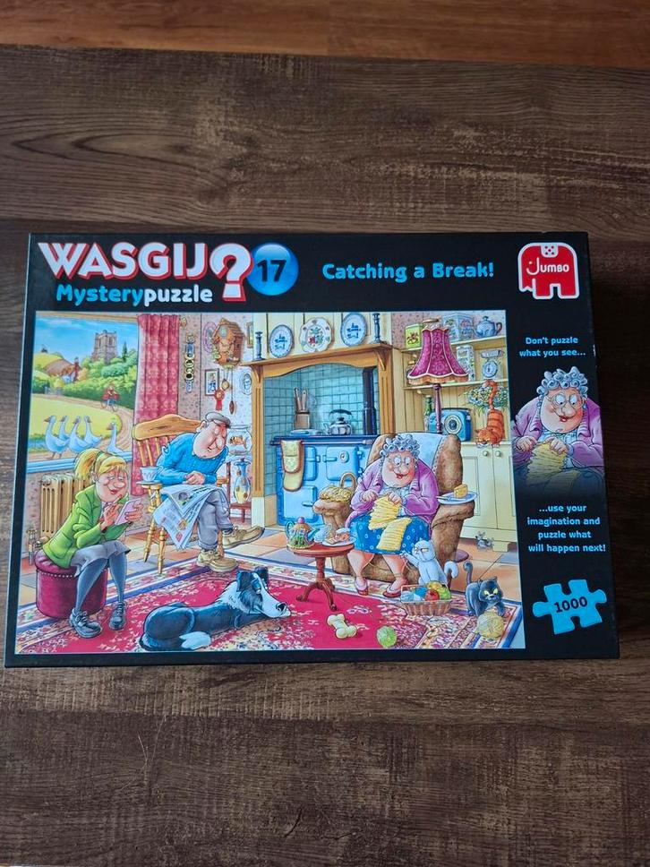 Wasgij Mystery 17: Catching a Break! - 1000 Stukjes, Hobby en Vrije tijd, Denksport en Puzzels, Zo goed als nieuw, Legpuzzel, 500 t/m 1500 stukjes