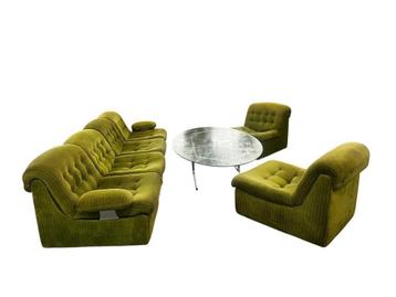 Vintage 6 delige mosgroene modulaire salon / zetel / canapé beschikbaar voor biedingen