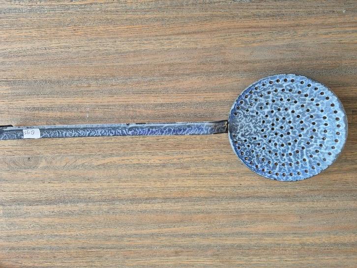 Emaille schuimspaan grijs gewolkt, Antiek en Kunst, Antiek | Emaille, Ophalen of Verzenden