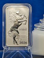 (10220) AUSTRALIA  RECTANGLE  HORSE 2026  ONE OUNCE, Ophalen of Verzenden, Losse munt, Zilver