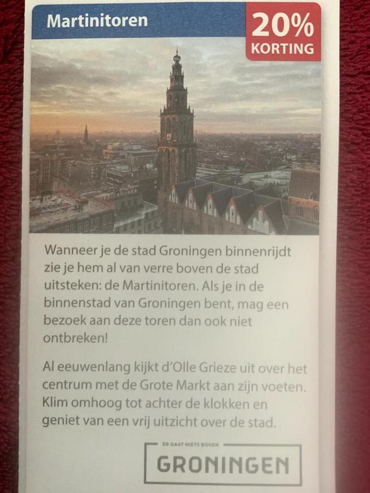 Martinitoren Groningen Voordeelbon, Tickets en Kaartjes, Kortingen en Cadeaubonnen, Drie personen of meer, Overige typen, Kortingsbon