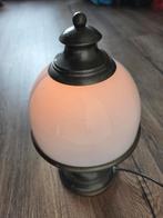 Bronzen Tafellamp met Matglazen Kap, Huis en Inrichting, Lampen | Tafellampen, Ophalen of Verzenden
