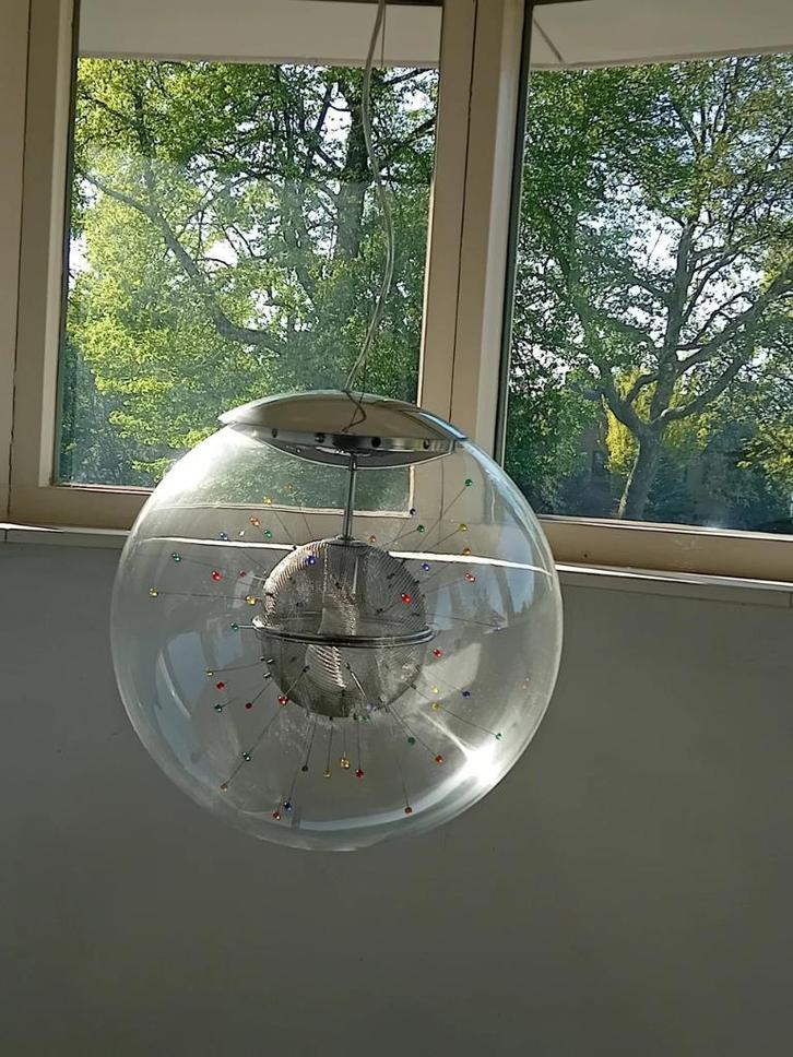 Moderne Plafondlamp, Huis en Inrichting, Lampen | Plafondlampen, Gebruikt, Glas, Metaal, Ophalen