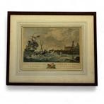 Ingekleurde kopergravure 'Kust van Friesland Naby Harlingen', Antiek en Kunst, Kunst | Etsen en Gravures, Ophalen of Verzenden