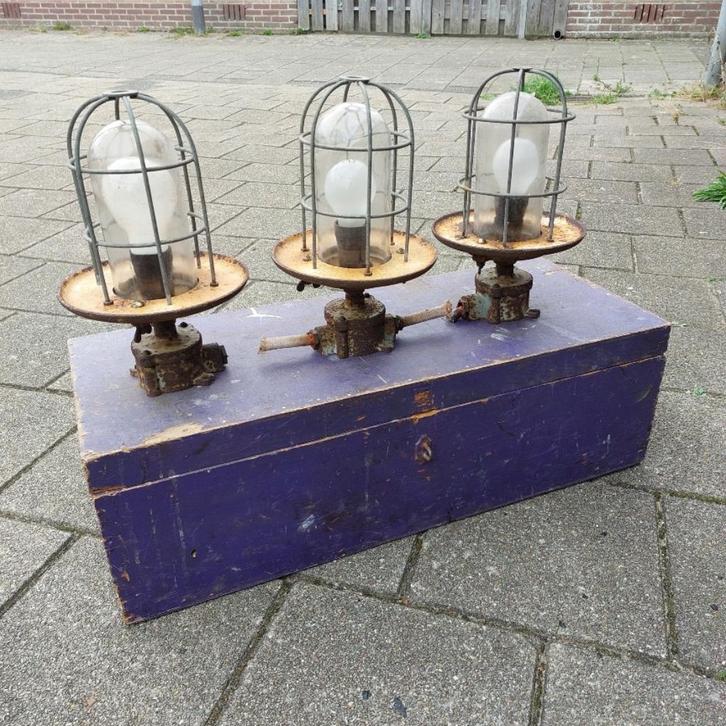 3 stuks industriële vintage lamp, Huis en Inrichting, Lampen | Losse lampen, Gebruikt, E27 (groot), Ophalen of Verzenden