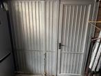 Garagedeur met loopdeur - 219x240cm - Inclusief rails, Ophalen, Gebruikt, Garagedeur, Metaal