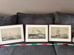 3 x Schilderij over oude schepen walvis vangst, Ophalen of Verzenden, Gebruikt, Motorboot, Kaart, Foto of Prent