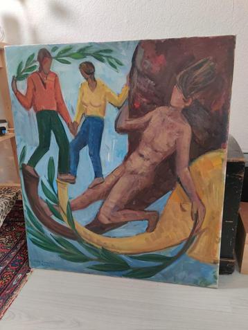 Elly Kuipers (1938-2016) schilderij ‘Olifanten moed’ beschikbaar voor biedingen