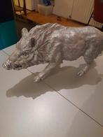 Zilverkleurig Wild Zwijn Beeld, Antiek en Kunst, Kunst | Beelden en Houtsnijwerken, Ophalen of Verzenden