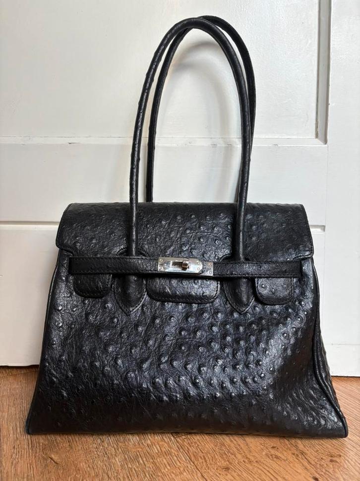 Echt leren tas, Sieraden, Tassen en Uiterlijk, Tassen | Damestassen, Zo goed als nieuw, Overige typen, Zwart, Ophalen of Verzenden