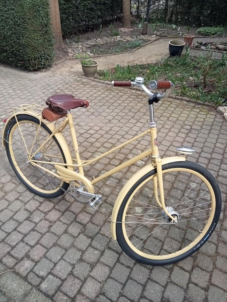 Vintage gele fiets - Damesfiets, Fietsen en Brommers, Fietsen | Dames | Damesfietsen, Overige merken, Ophalen of Verzenden, 53 tot 56 cm