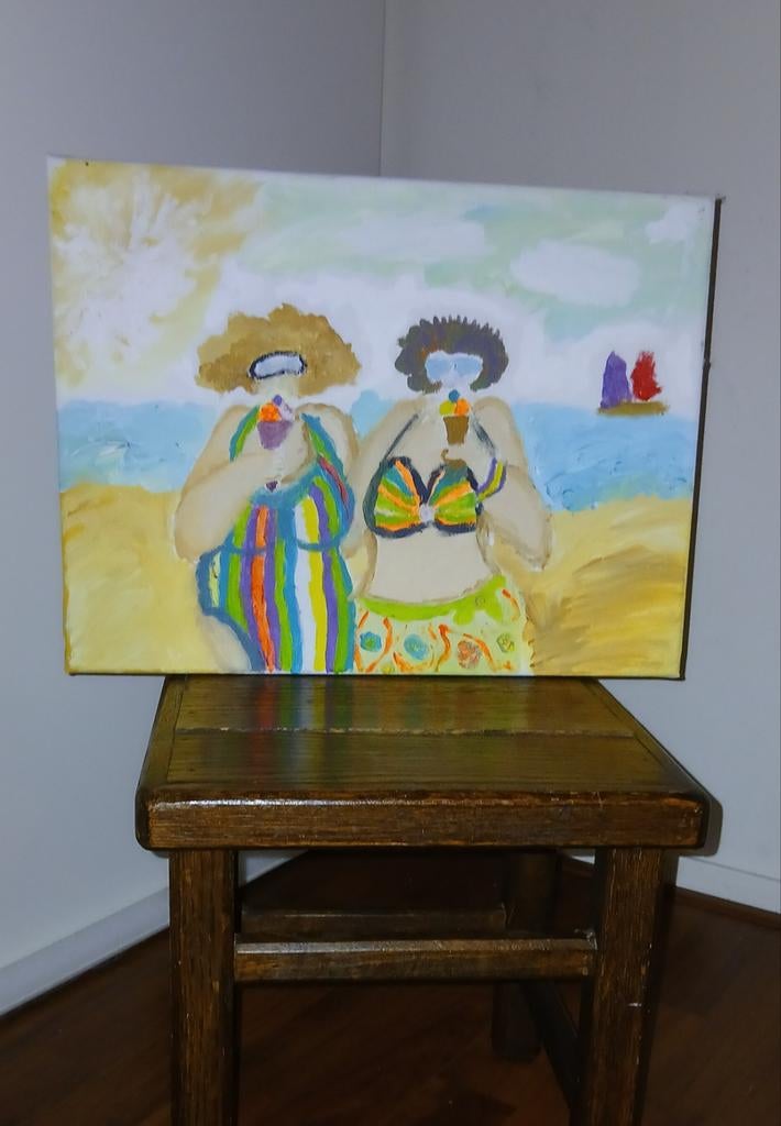 Schilderij: Zomerse Vrouwen op het Strand, Ophalen