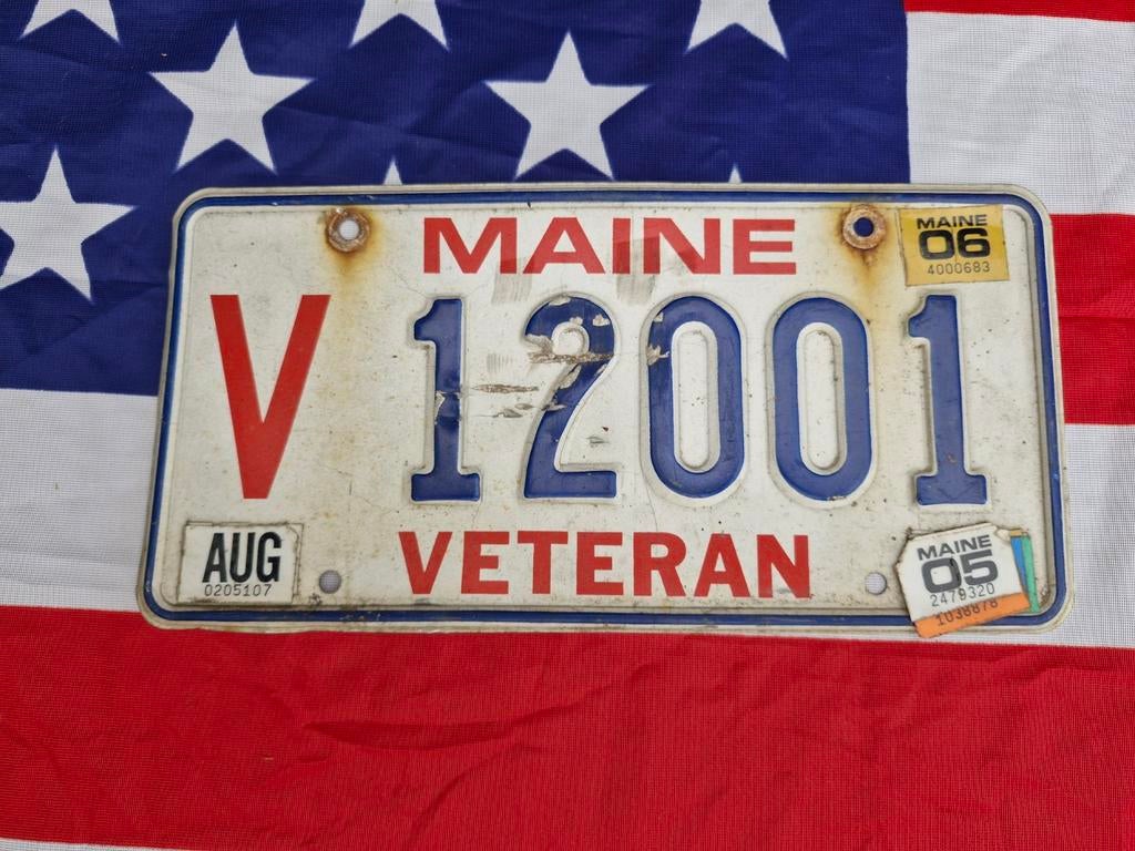 Kentekenplaat USA Maine Veteran nummerbord nummerplaat Licen, Ophalen of Verzenden, Gebruikt, Auto's