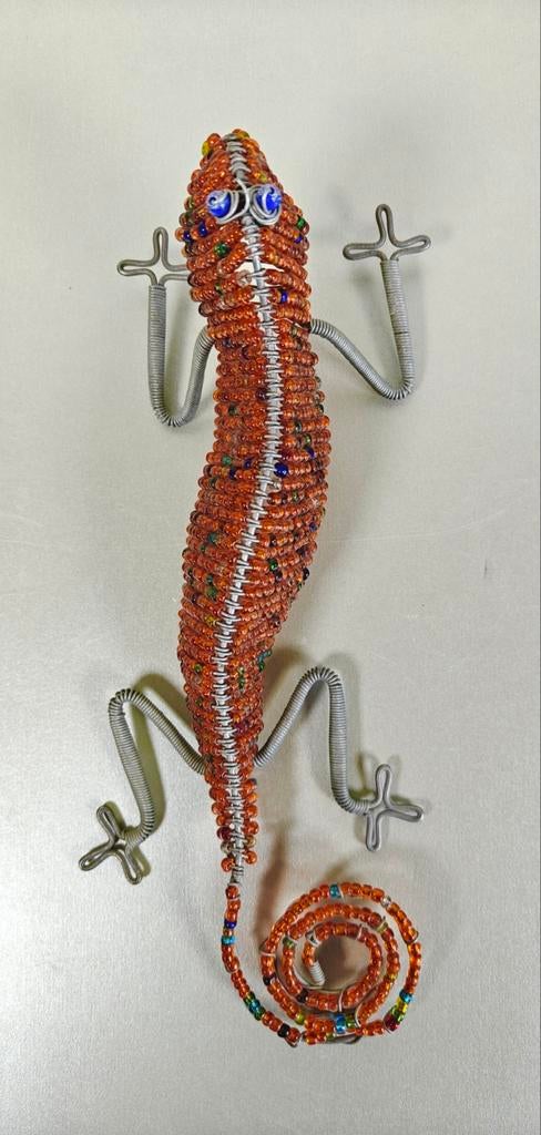 Hagedis, kameleon, gekko. Kralen beeldje uit Afrika, Ophalen of Verzenden, Zo goed als nieuw