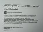 MacBook Air 2025 13’’ M4 16gb 256gb Nieuw+ Factuur& Garantie, Computers en Software, Apple Macbooks, Ophalen, 256 GB, Qwerty, 13 inch