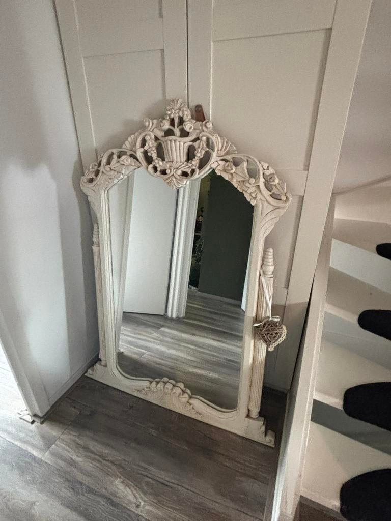 Prachtige brocante spiegel, Ophalen, 100 tot 150 cm, Zo goed als nieuw, 75 tot 100 cm