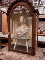 Antiek, Vitrine, gebogen bovenkant, eikenhout, glasdeur, Huis en Inrichting, Kasten | Vitrinekasten, Ophalen, Glas, Gebruikt, Landelijk klassiek