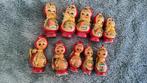10 oude retro houten mini Matroesjka's poppetjes 2 sets., Ophalen of Verzenden
