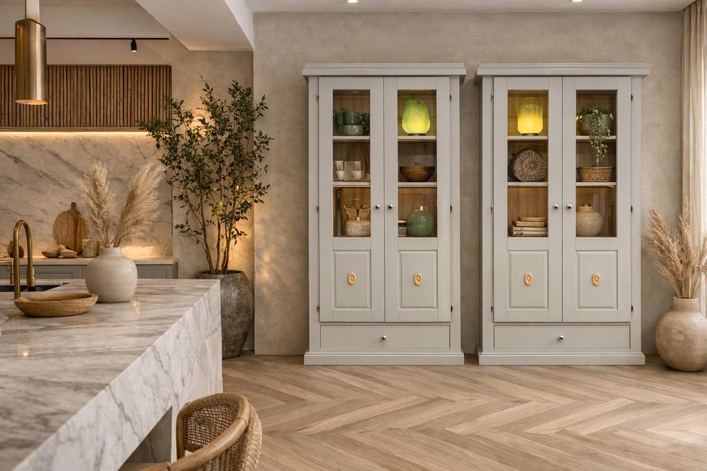 2x buffetkast servieskast boekenkast vitrinekast meidenkast, Huis en Inrichting, Kasten | Buffetkasten, Ophalen, 100 tot 150 cm