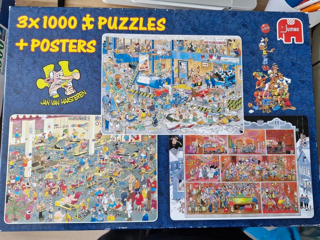Jan van Haasteren 3x 1000 stukjes puzzels, Ophalen of Verzenden, 500 t/m 1500 stukjes, Zo goed als nieuw, Legpuzzel