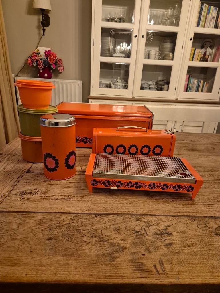 Brabantia Jaren '70 Retro Keukenset Oranje, Ophalen of Verzenden, Gebruikt, Groen, Bus of Trommel