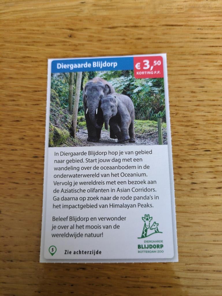 Kortingsbon voor Diergaarde Blijdorp, Drie personen of meer, Kortingskaart