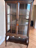Antieke Eiken Vitrinekast met Glazen Deuren, Ophalen, Gebruikt, Eikenhout, 50 tot 100 cm