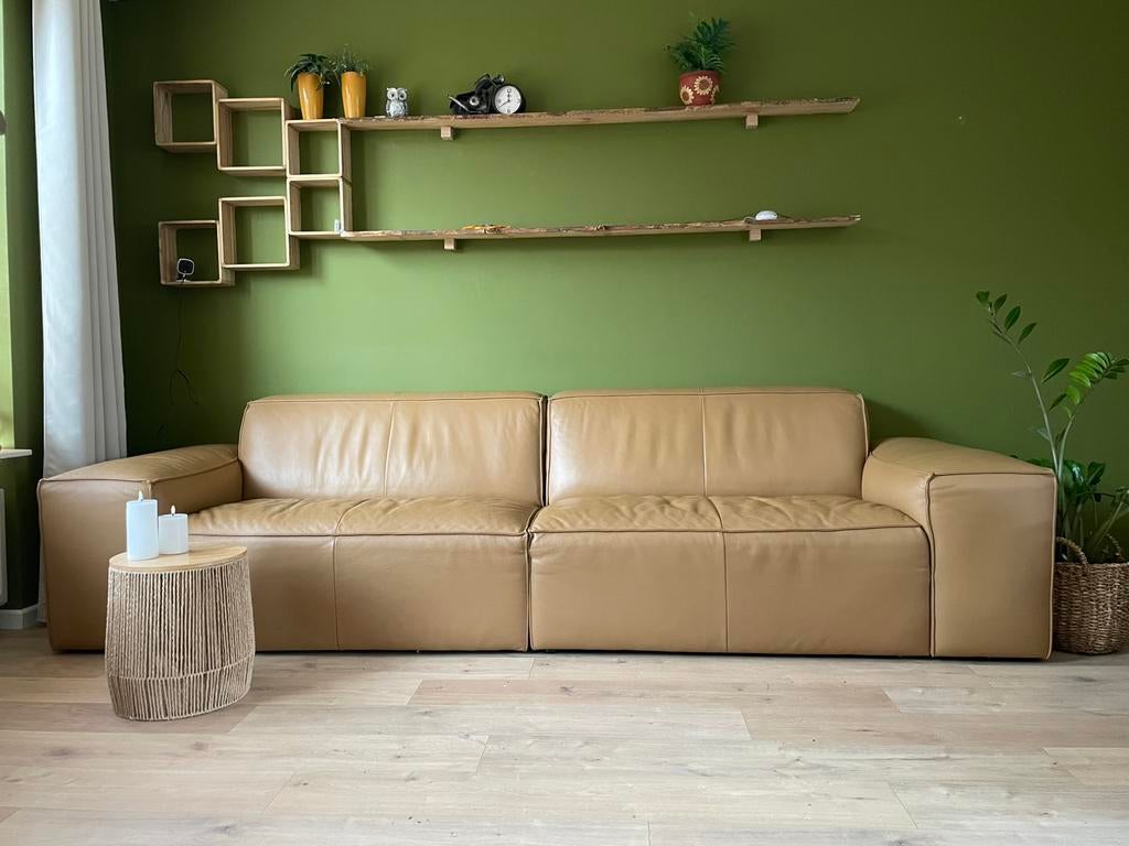 Robuuste leren bank 320cm, Huis en Inrichting, Banken | Bankstellen, Ophalen of Verzenden, Zo goed als nieuw, Vierpersoons of meer