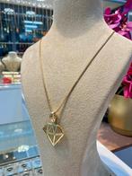 14k Ketting & Diamantvorm Hanger, Nieuw, Verstelbaar, Ophalen of Verzenden, Goud