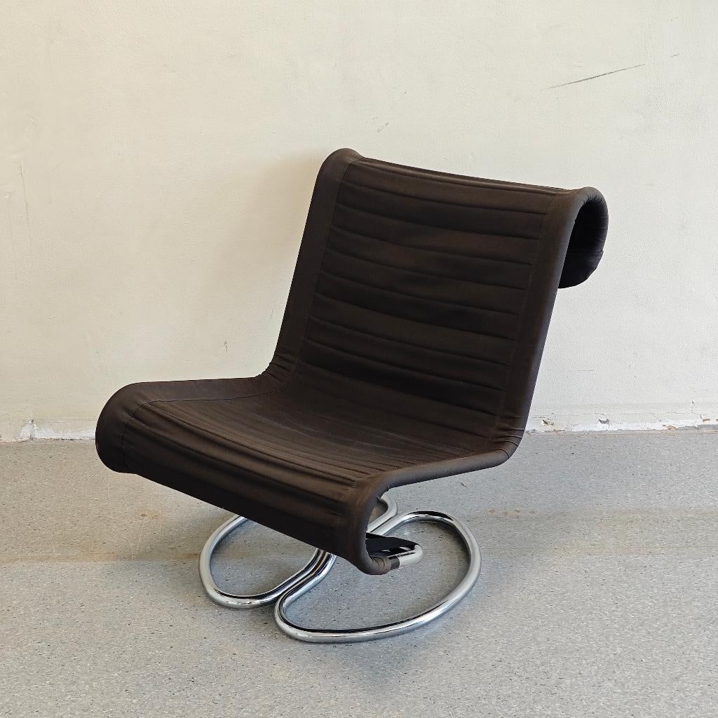 Vintage Jan Dranger & Johan Huldt Spaghetti fauteuil, Huis en Inrichting, Fauteuils, Gebruikt, Metaal, Stof, 50 tot 75 cm, 75 tot 100 cm