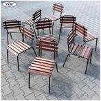 Oude stapelbare (terras)stoelen - industrieel (nog 4), Ophalen, Gebruikt, Bruin, Vintage