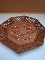 Vintage handgemaakte schaal uit india, Huis en Inrichting, Woonaccessoires | Schalen en Manden, Ophalen of Verzenden, Rond, Hout