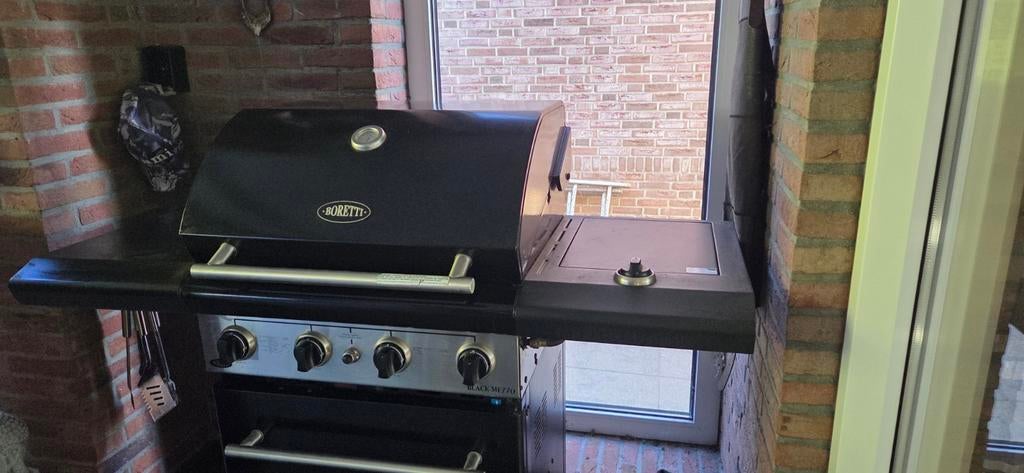 Boretti BBQ 4 Pits met Zijbrander - Zwart, Tuin en Terras, Ophalen of Verzenden