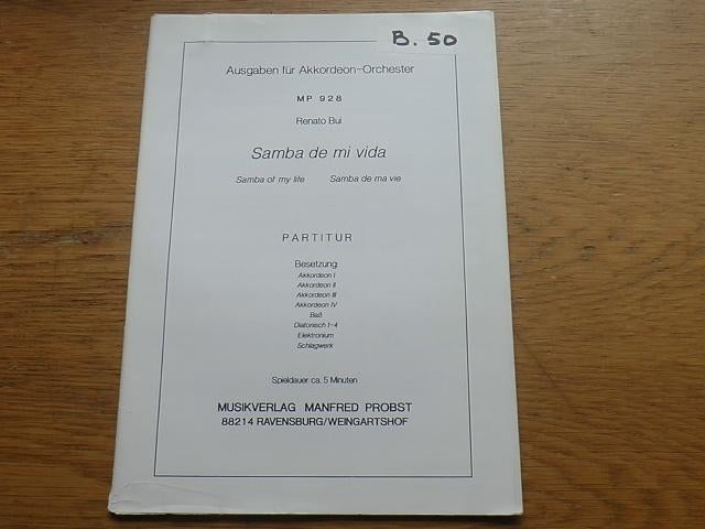 Samba de ma vida - voor accordeon orkest, Muziek en Instrumenten, Gebruikt, Accordeon, Ophalen of Verzenden, Artiest of Componist